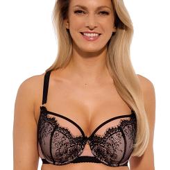 Biustonosz z koronką GAIA Semi-Soft Aina 1273 półusztywniany czarny różowy