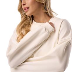 Bawełniana bluza dresowa z długim rękawem Babell kod 3009 śmietankowa
