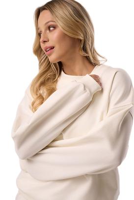 Bawełniana bluza dresowa z długim rękawem Babell kod 3009 śmietankowa