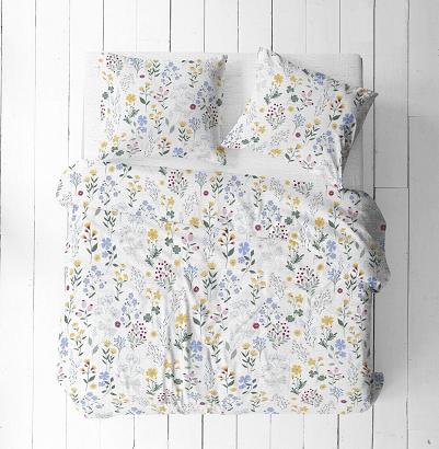 Pościel z kory 180x200 biała żółta niebieska turkusowa letnia łąka