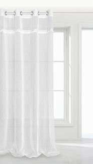 Firana gotowa na przelotkach BOHO 140x250 biała z koronką