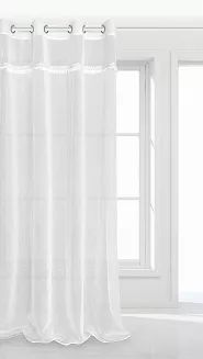 Firana gotowa na przelotkach BOHO 140x250 biała z koronką