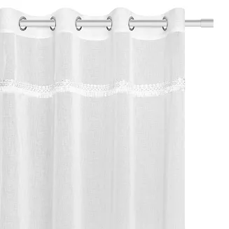 Firana gotowa na przelotkach BOHO 140x250 biała z koronką
