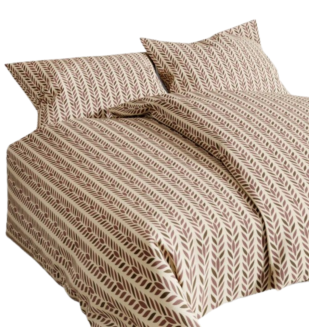 Pościel bawełniana KŁOS 220x200 beżowa brązowa kłosy