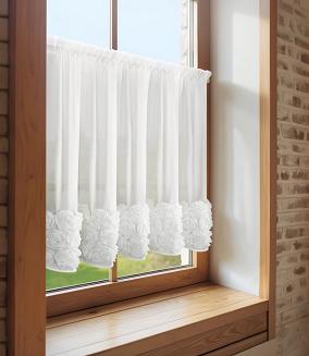 Zasłona gotowa na taśmie ROSES 150x70 Eva Minge Eurofirany biały