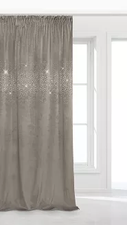 Ciemny Beż Zasłona Welurowa Z Kryształkami Na Taśmie 140x270 Shiny
