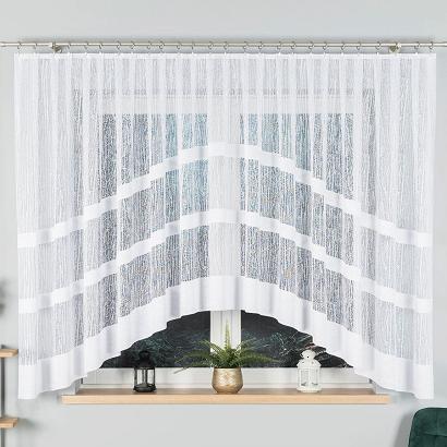 Firanka żakardowa gotowa na żabki WIKTORIA 410x160 biała