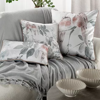 Poszewka dekoracyjna EVITA 60x60 Eurofirany biała z motywem fauny i flory