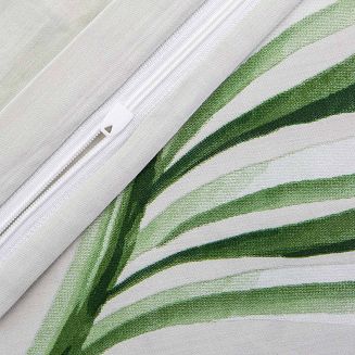 Pościel satyna bawełniana SATYNLOVE 180x200 biała zielona duże egzotyczne liście
