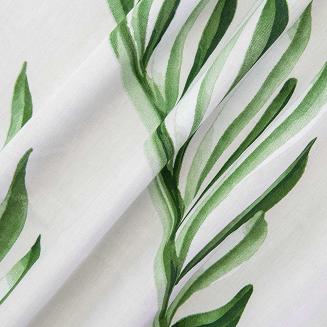 Pościel satyna bawełniana SATYNLOVE 180x200 biała zielona duże egzotyczne liście