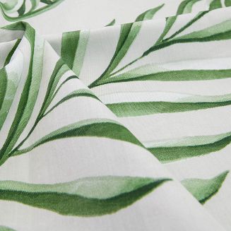 Pościel satyna bawełniana SATYNLOVE 180x200 biała zielona duże egzotyczne liście