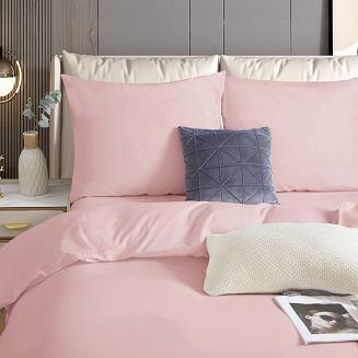 Pościel satyna bawełniana 160x200 SIN jednobarwna pudrowa