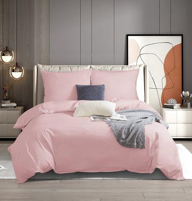 Pościel satyna bawełniana 160x200 SIN jednobarwna pudrowa