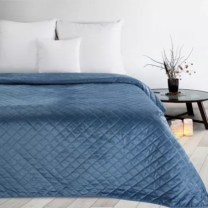 Narzuta dekoracyjna LUIZ 170x210 niebieska w geometryczny wzór