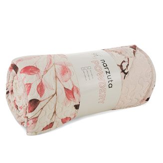 Narzuta dekoracyjna POWDERY 200x220 biała różowa w kwietne bukiety