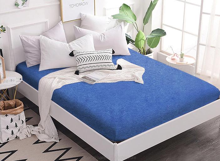 Prześcieradło frotte z gumką 180x200 niebieskie