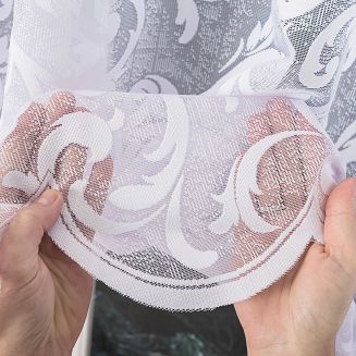 Firanka żakardowa gotowa na żabki LEOKADIA 400x155 biała