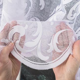 Firanka żakardowa gotowa na żabki LEOKADIA 400x155 biała