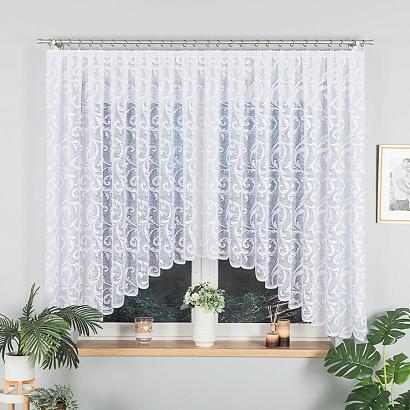 Firanka żakardowa gotowa na żabki LEOKADIA 400x155 biała