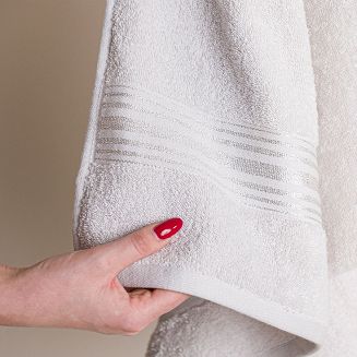 Ręcznik bawełniany OSKAR 70x140 jasnoszary bordiura z szampańską nicią