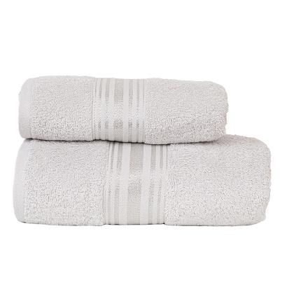 Ręcznik bawełniany OSKAR 70x140 jasnoszary bordiura z szampańską nicią