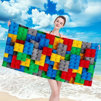 Ręcznik plażowy 100x180 kolorowe klocki