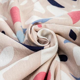 Pościel flanelowa LASTRYKO 200x220 beżowa wielokolorowa płytki lastrykowe