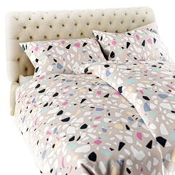 Pościel flanelowa LASTRYKO 200x220 beżowa wielokolorowa płytki lastrykowe