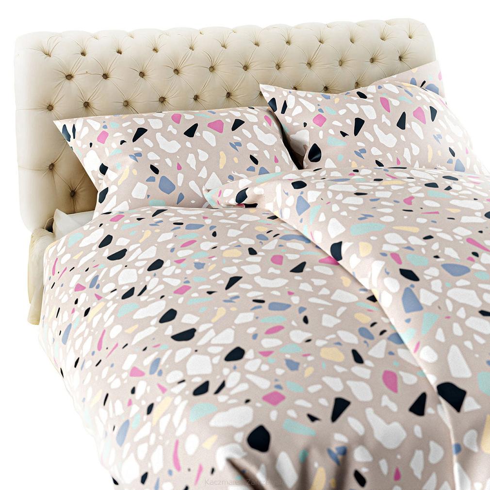 Pościel flanelowa LASTRYKO 200x220 beżowa wielokolorowa płytki lastrykowe