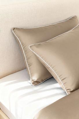 Poszewka bambusowa 40x60 ciemnobeżowa z białą bizą