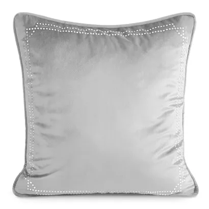 Poszewka dekoracyjna CRYSTALS1 45x45 Eurofirany srebrna welwetowa ozdobiona kryształkami