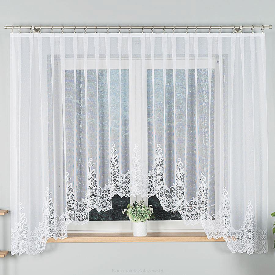 Firanka żakardowa gotowa na żabki BERENIKA 400x170 biała