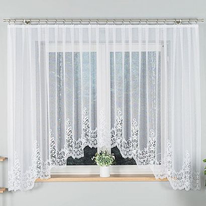Firanka żakardowa gotowa na żabki BERENIKA 400x170 biała