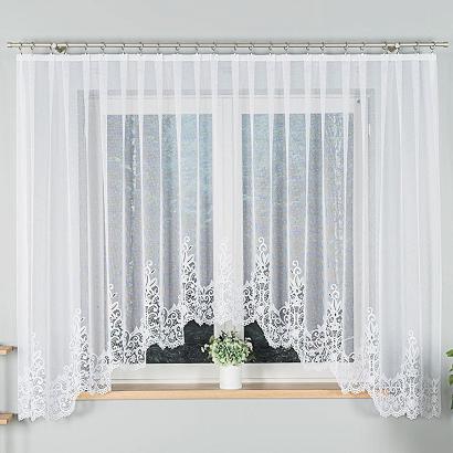 Firanka żakardowa gotowa na żabki BERENIKA 400x170 biała