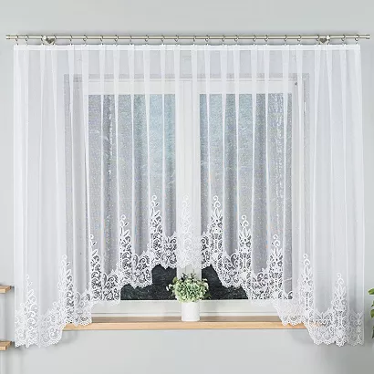 Firanka żakardowa gotowa na żabki BERENIKA 400x170 biała