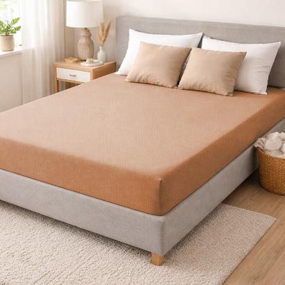 Prześcieradło jersey z gumką 180x200 beżowe