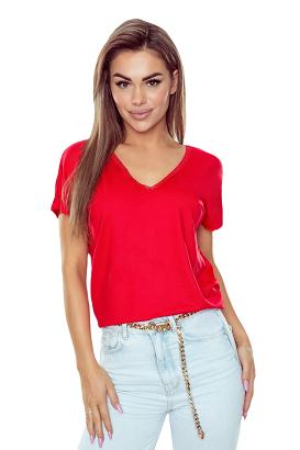 Bluzka damska z krótkim rękawem 2w1 Miriam czerwona