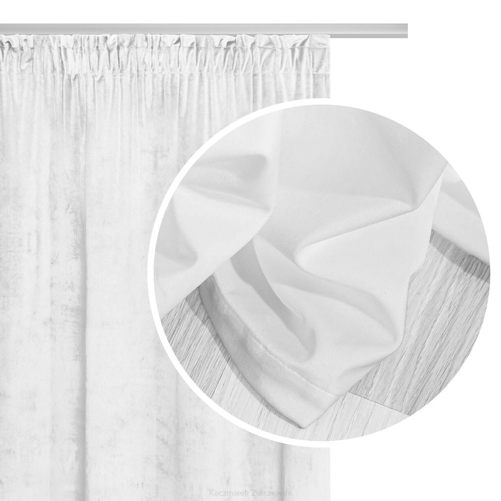Zasłona gotowa na taśmie VELVET SOFT 140x300 welurowa biała