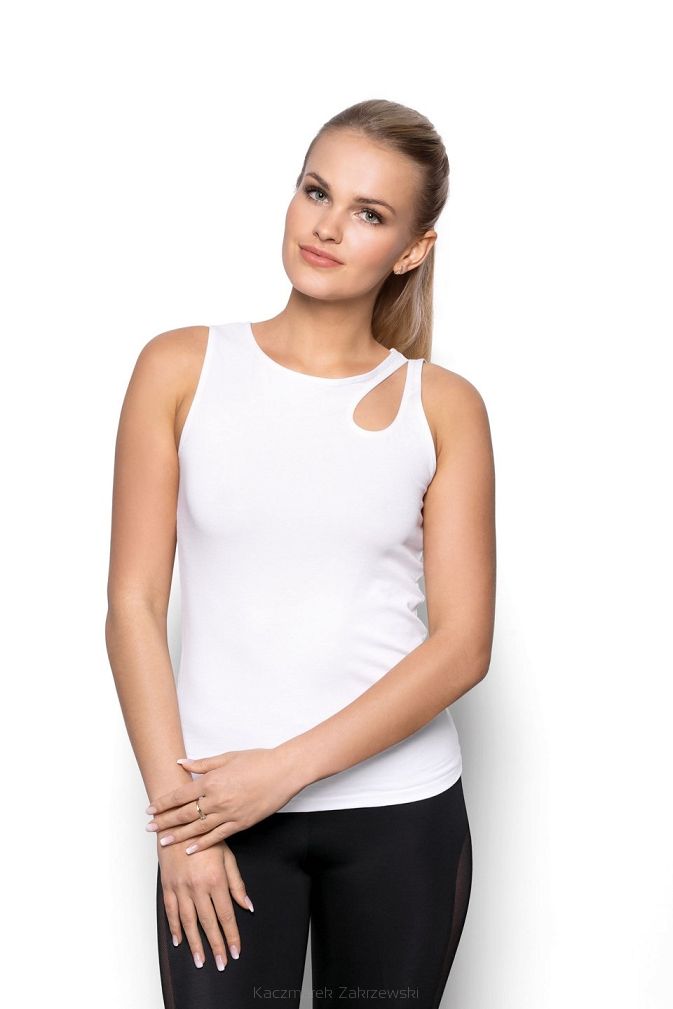 Koszulka damska sportowa z wycięciem na ramiączku Axa biała