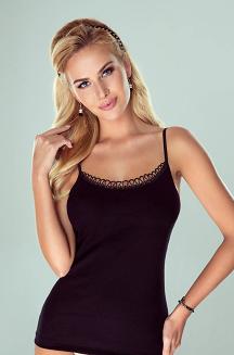 Koszulka damska na cienkich ramiączkach Delfina czarna