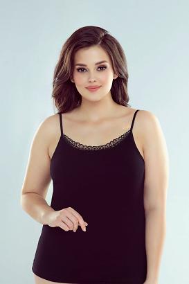 Koszulka damska na cienkich ramiączkach Delfina Eldar czarna