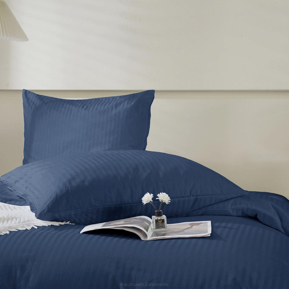 Poszewka z adamaszku satyna bawełniana 50x60 granatowa