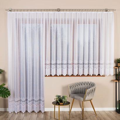 Firanka żakardowa gotowa na żabki MODESTA-1 200x250 biała