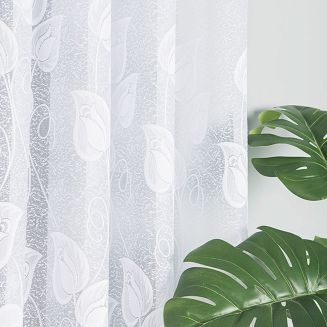 Firanka żakardowa gotowa na żabki NORA 400x130 biała