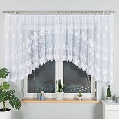 Firanka żakardowa gotowa na żabki NORA 400x130 biała