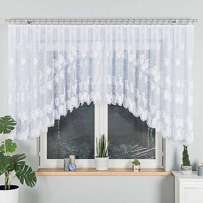 Firanka żakardowa gotowa na żabki NORA 400x130 biała