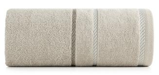 Ręcznik bawełniany z welurową bordiurą w ozdobne paseczki NEL 50x90 Eurofirany beżowy