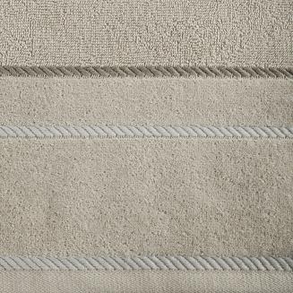 Ręcznik bawełniany z welurową bordiurą w ozdobne paseczki NEL 50x90 Eurofirany beżowy