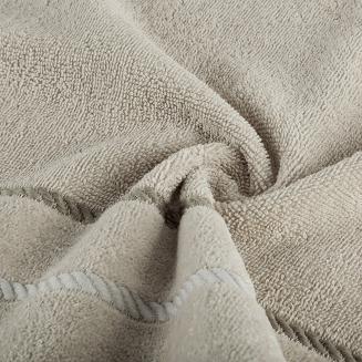 Ręcznik bawełniany z welurową bordiurą w ozdobne paseczki NEL 50x90 Eurofirany beżowy