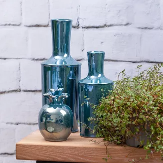 Figurka dekoracyjna SIMONA2 11x16 Eurofirany turkusowa perłowy połysk ananas